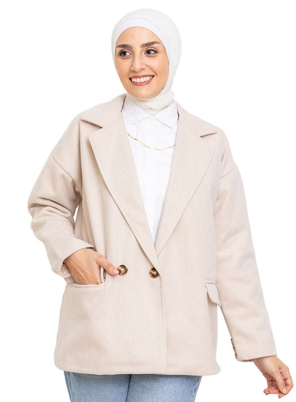 Latte RD - Jacquard Feather Blazer - Khotwh